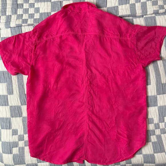 Left On Friday Sports Silk Button-Down, Hot Pink, Size S/M - Picture 6 of 10